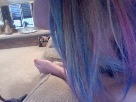chalked rainbow hair