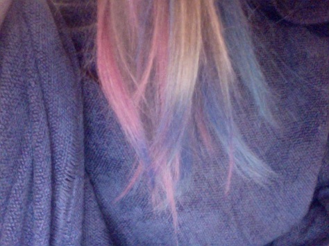 chalked rainbow hair